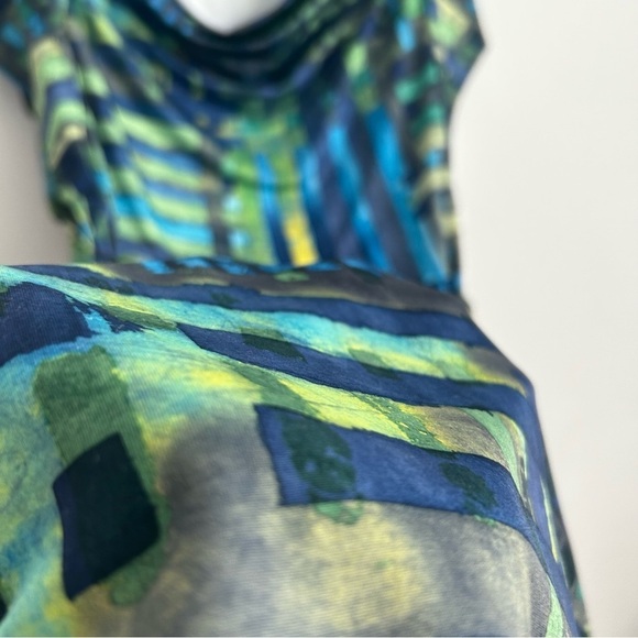 Komarov Evening Cocktail Dress Rare Vintage Abstract Stretchy Short Sleeve - Picture 4 of 11